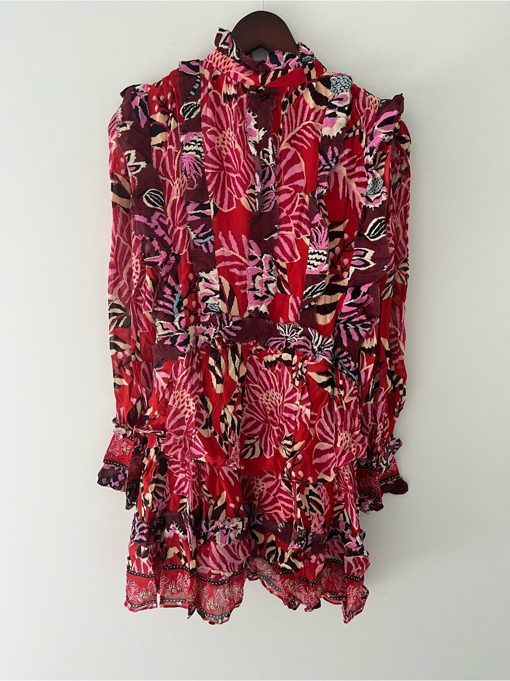 FARM Rio Mixed Floral Ruffled Mini Dress XXS - Picture 6 of 7
